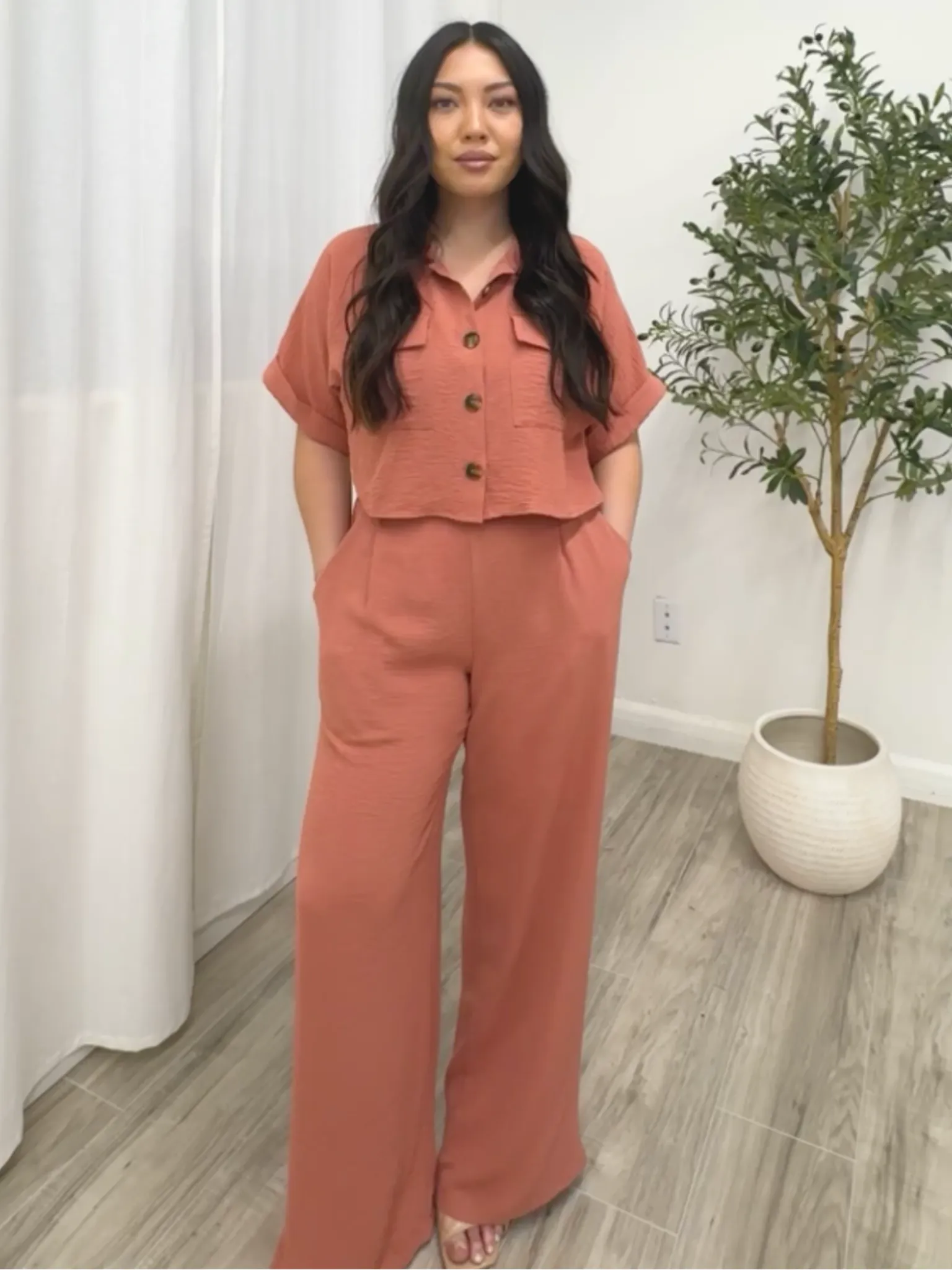 Analise Button Down Pant Set