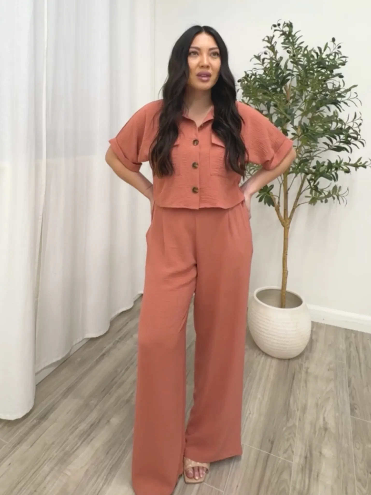 Analise Button Down Pant Set