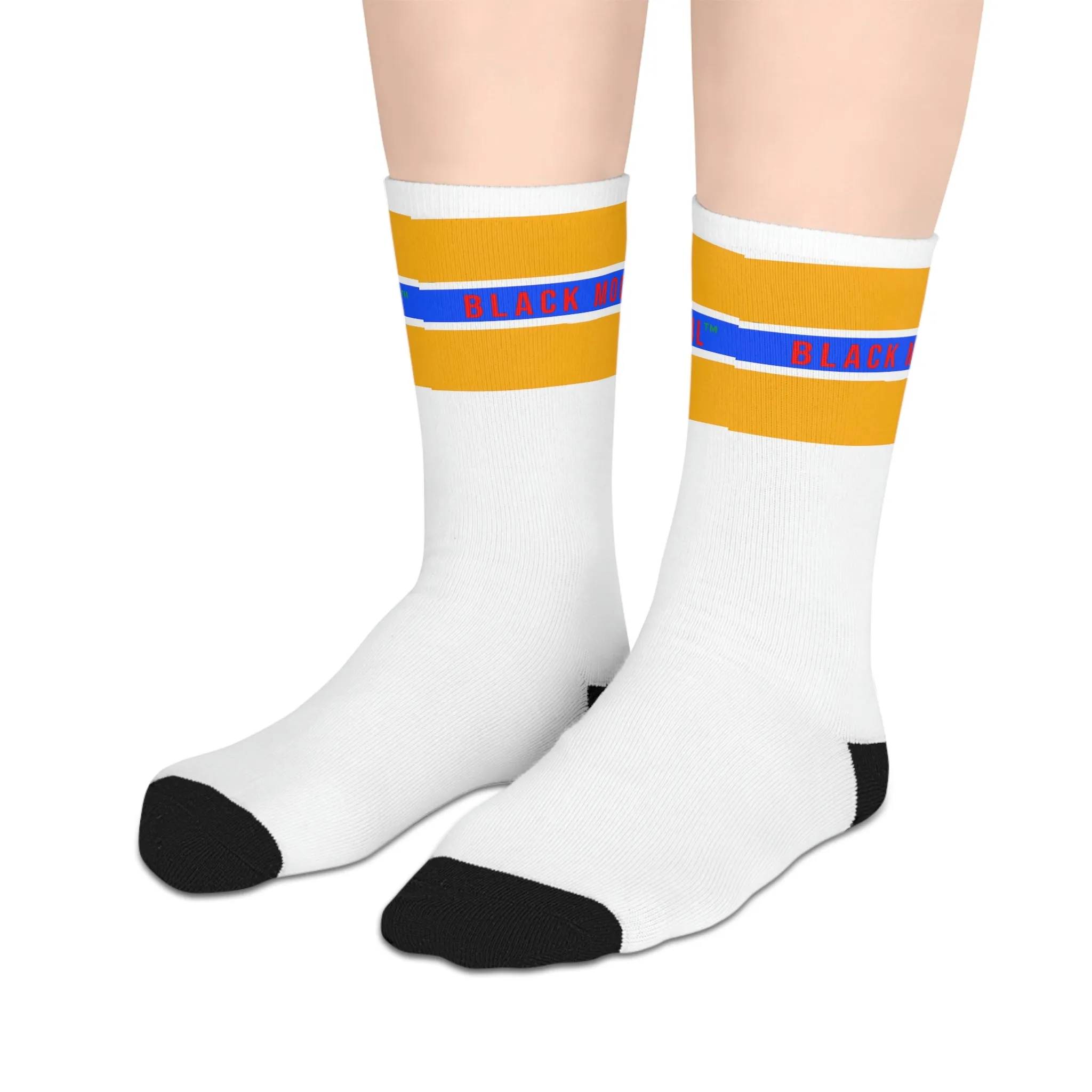 Black Mogul Draw Four Stripe Mid-length Socks