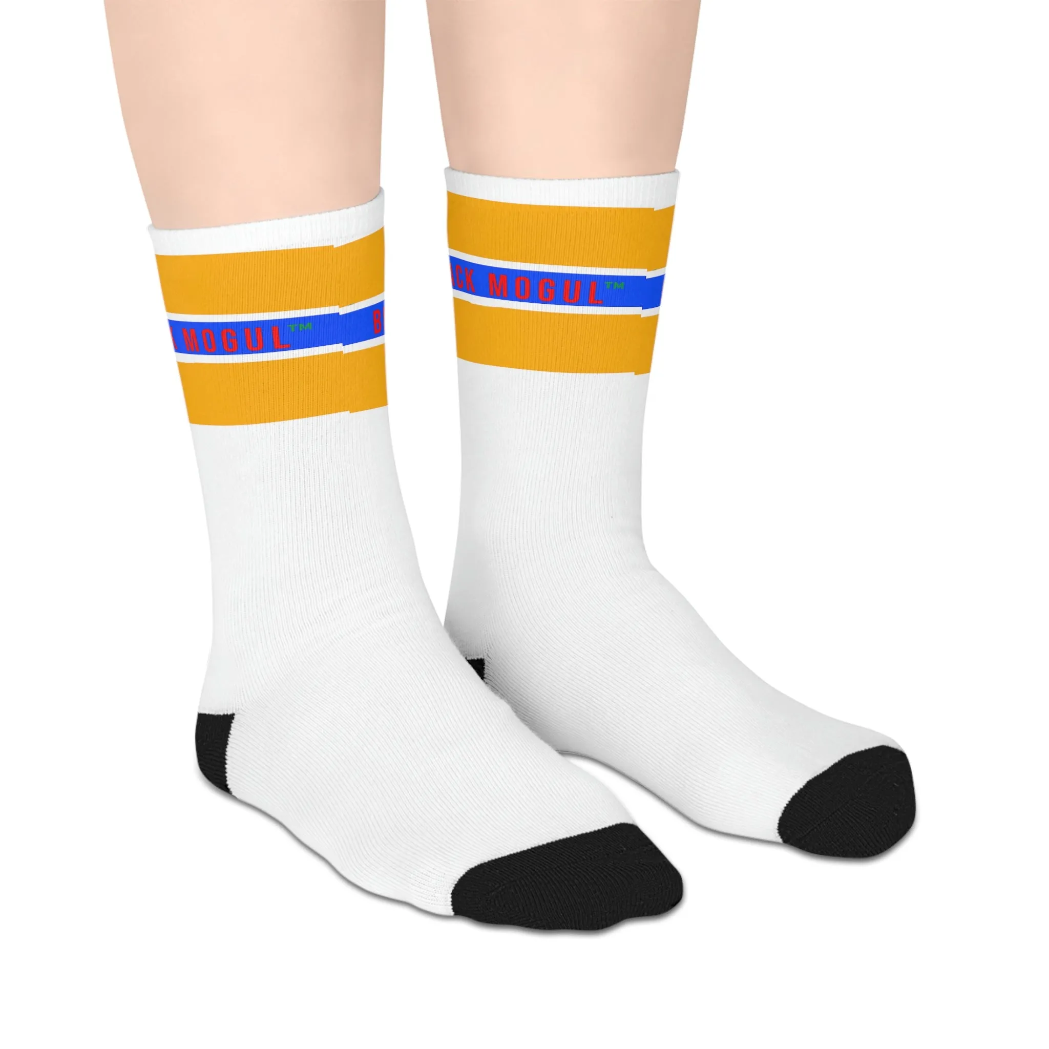 Black Mogul Draw Four Stripe Mid-length Socks