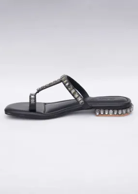 Black Sky Diamond Heels In Soft Faux Leather