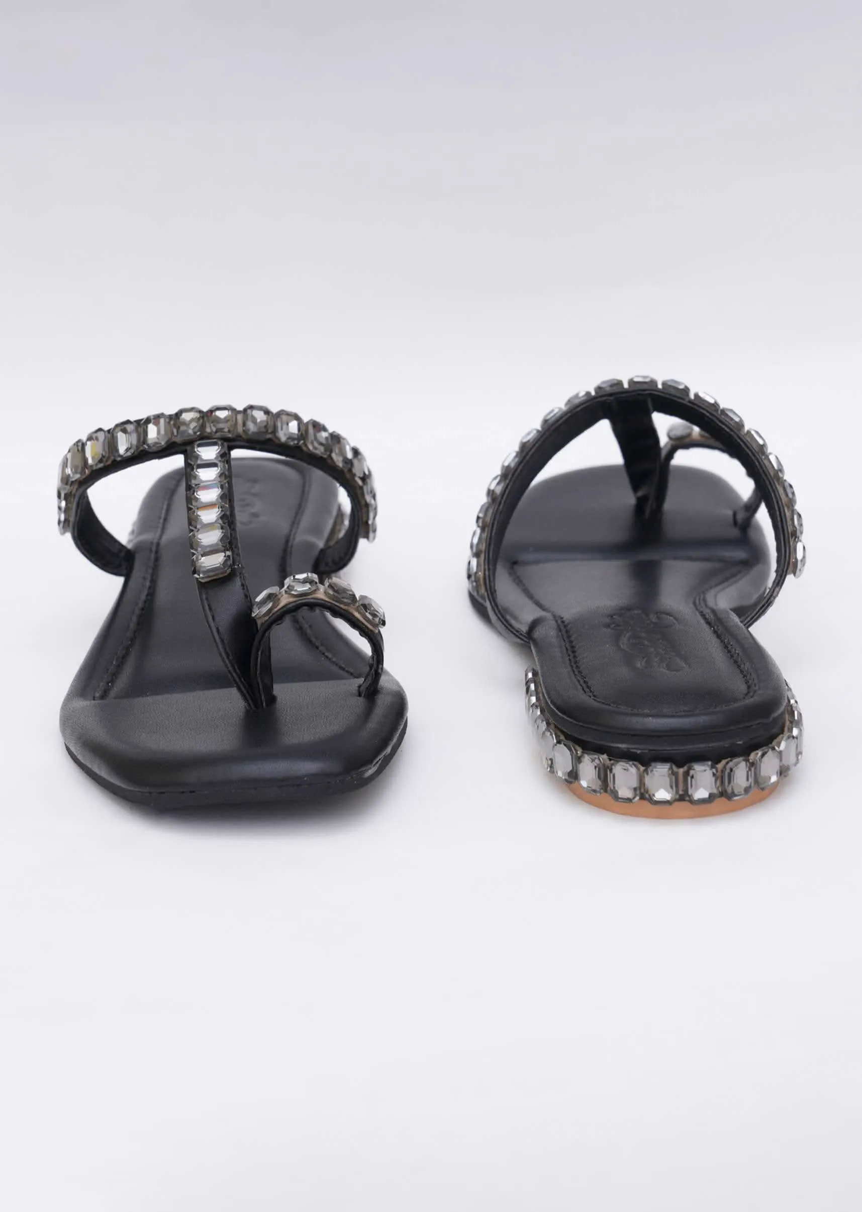 Black Sky Diamond Heels In Soft Faux Leather