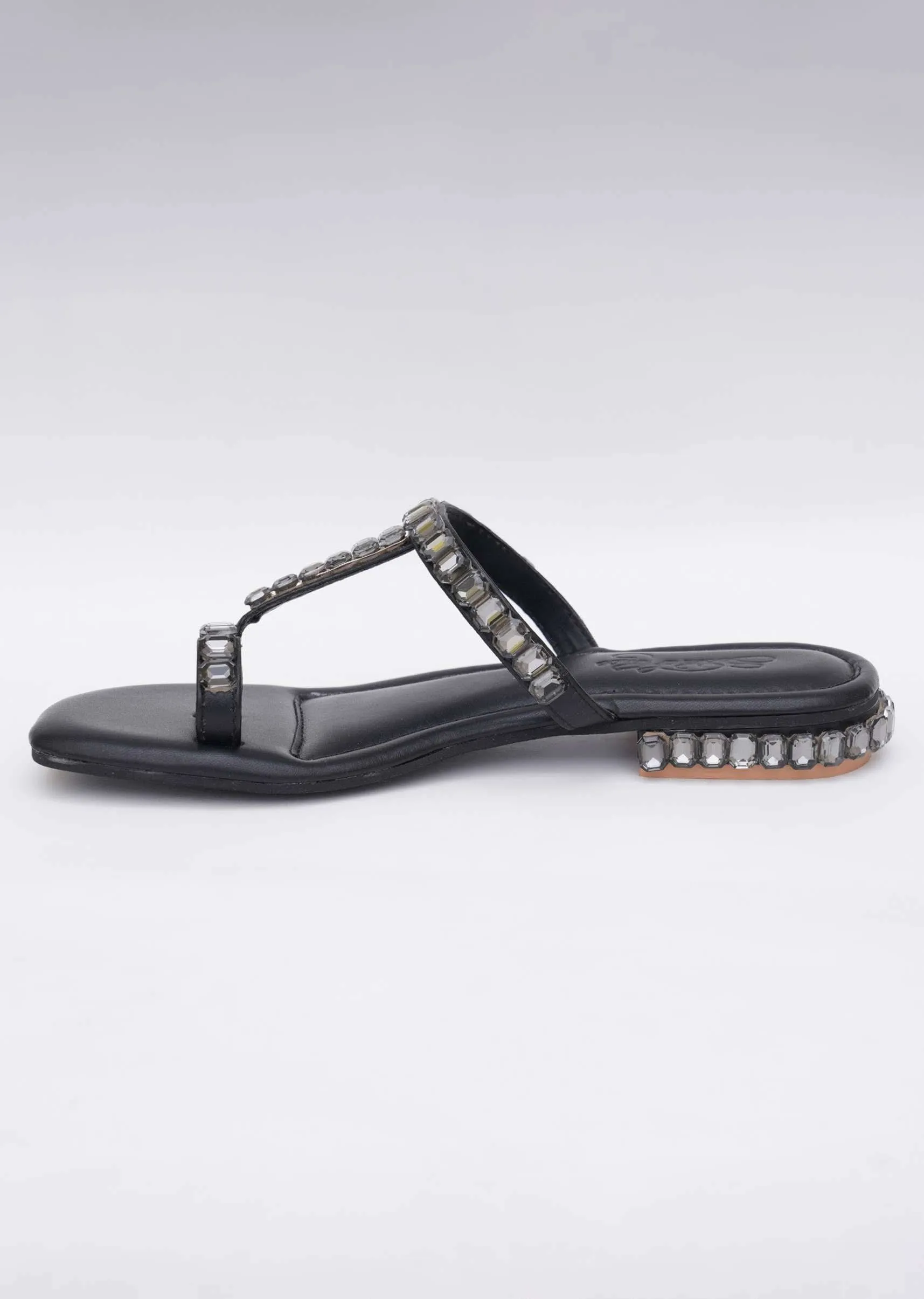 Black Sky Diamond Heels In Soft Faux Leather