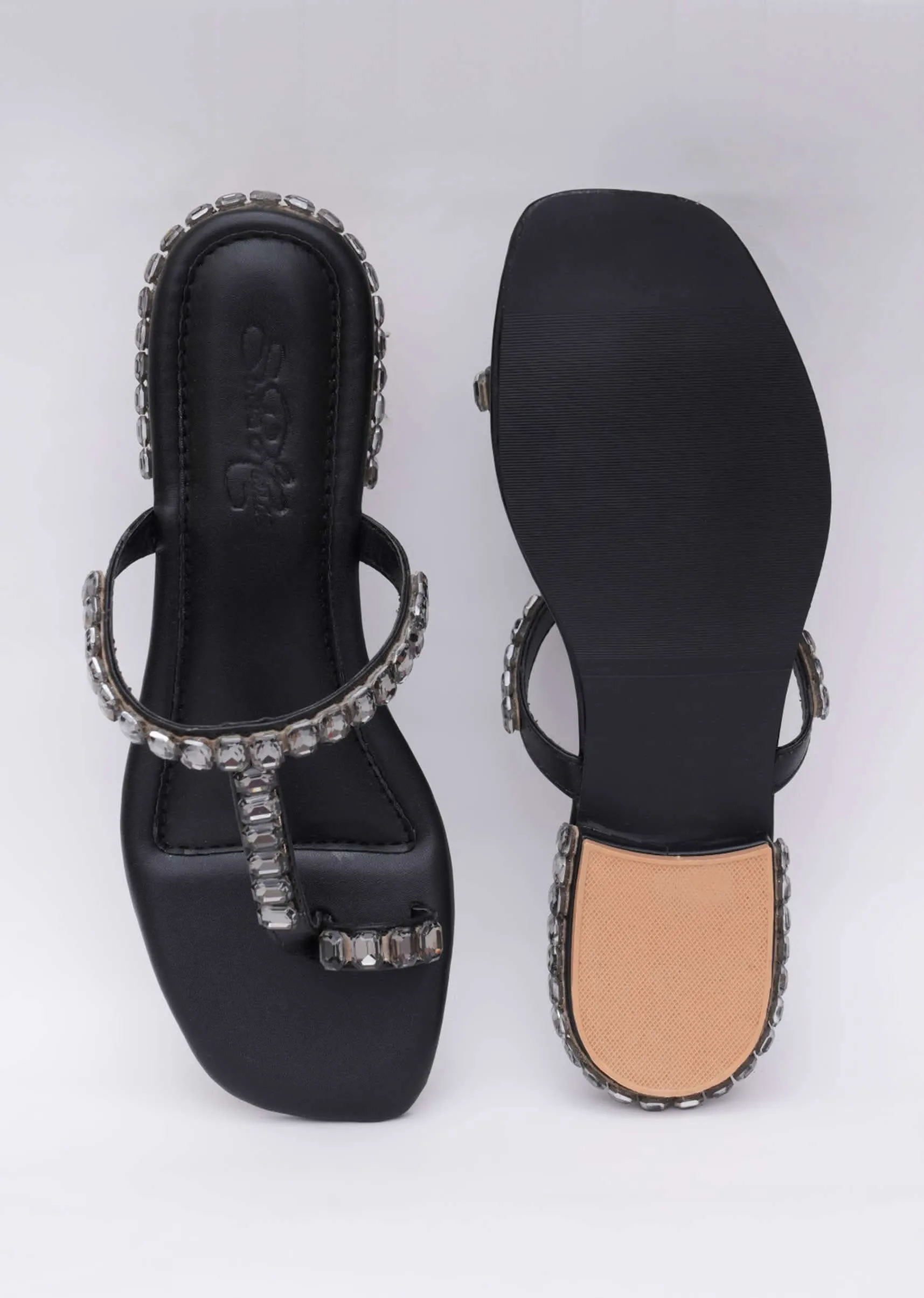 Black Sky Diamond Heels In Soft Faux Leather