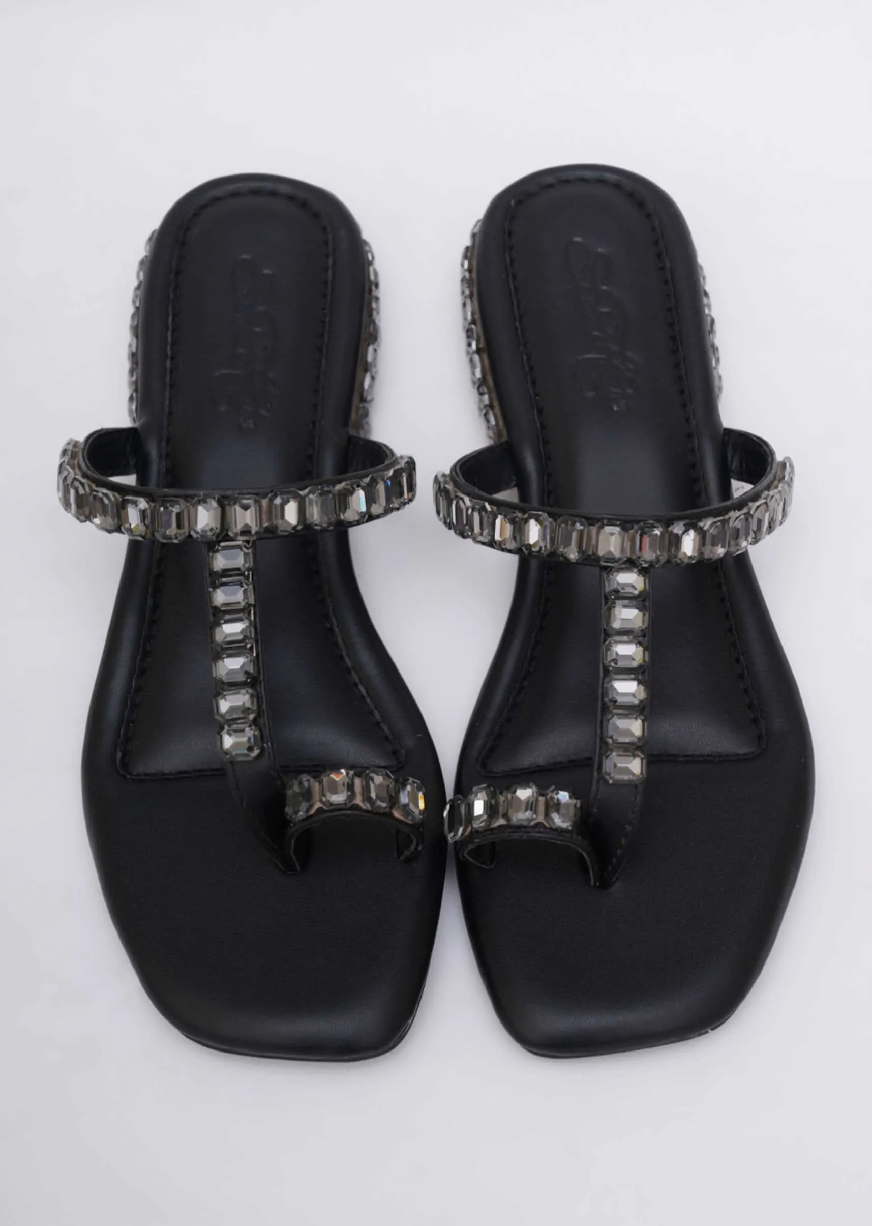 Black Sky Diamond Heels In Soft Faux Leather
