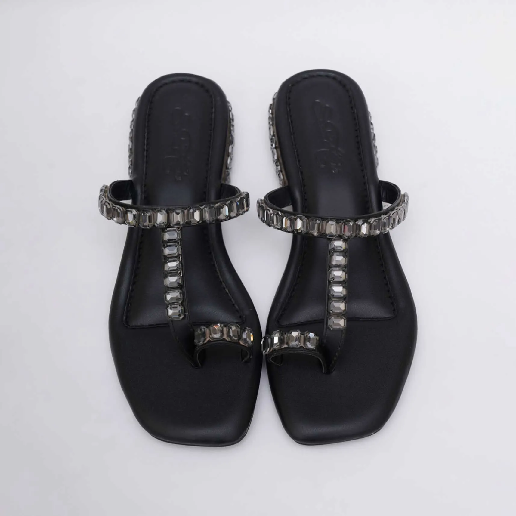 Black Sky Diamond Heels In Soft Faux Leather