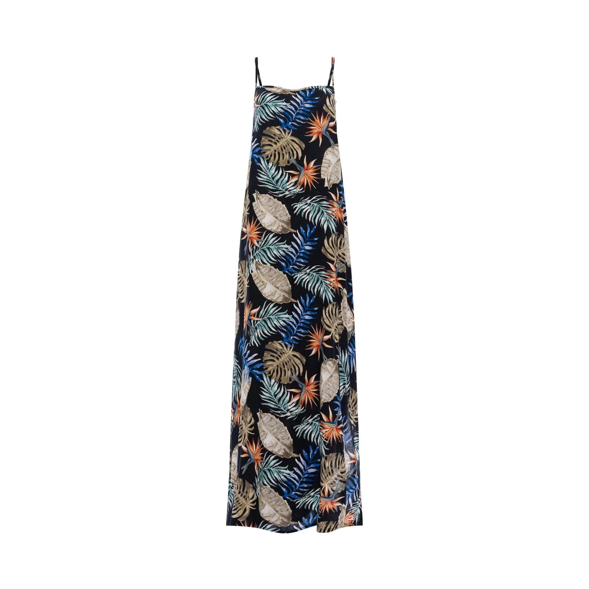 Bulan Sabit, Tropical Monstera Black, Maxi Dress