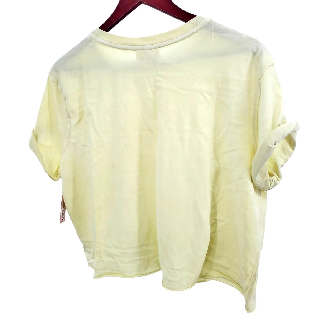 COLSIE Shirt Bright neon Yellow Crop top Lightweight Tee Raw Hem