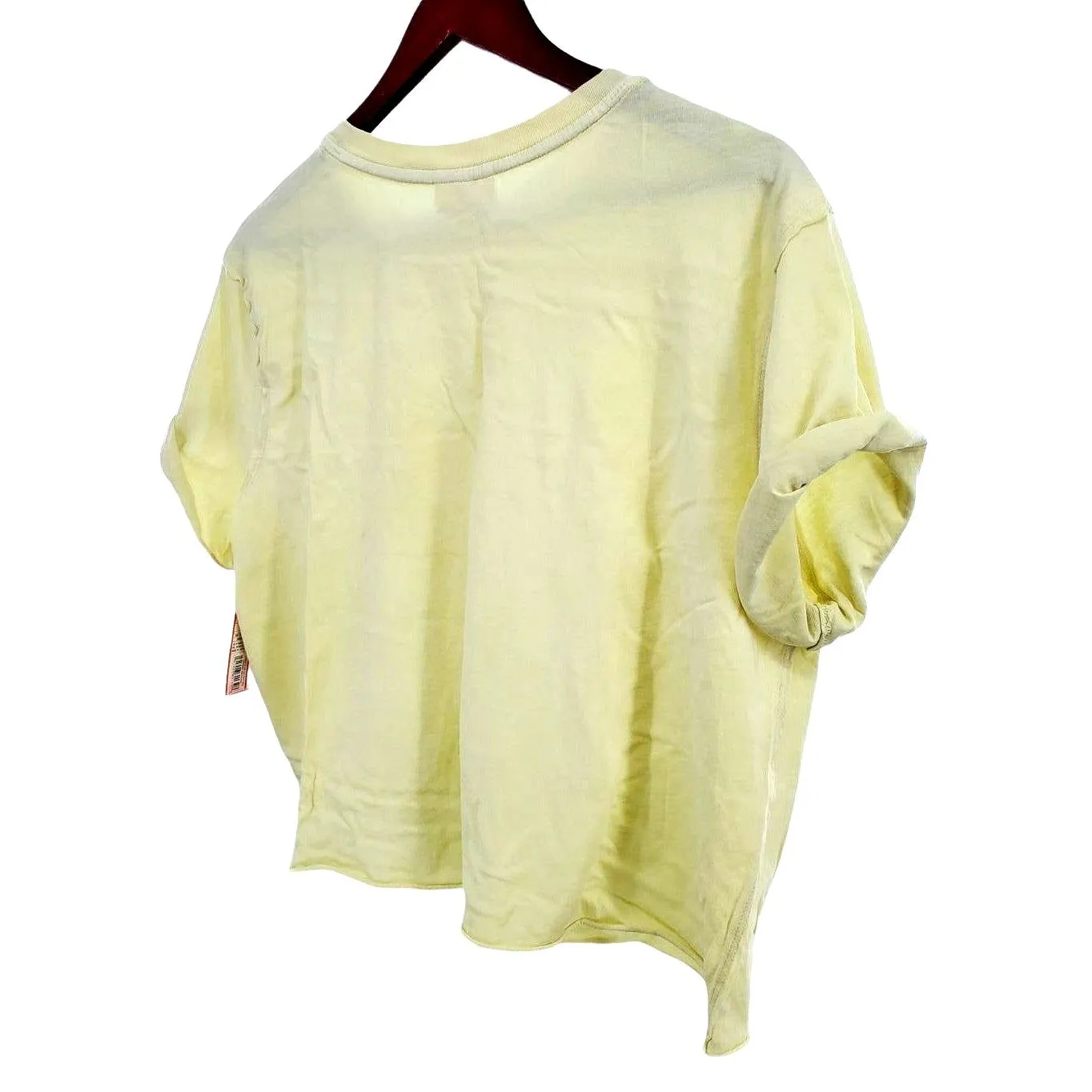 COLSIE Shirt Bright neon Yellow Crop top Lightweight Tee Raw Hem