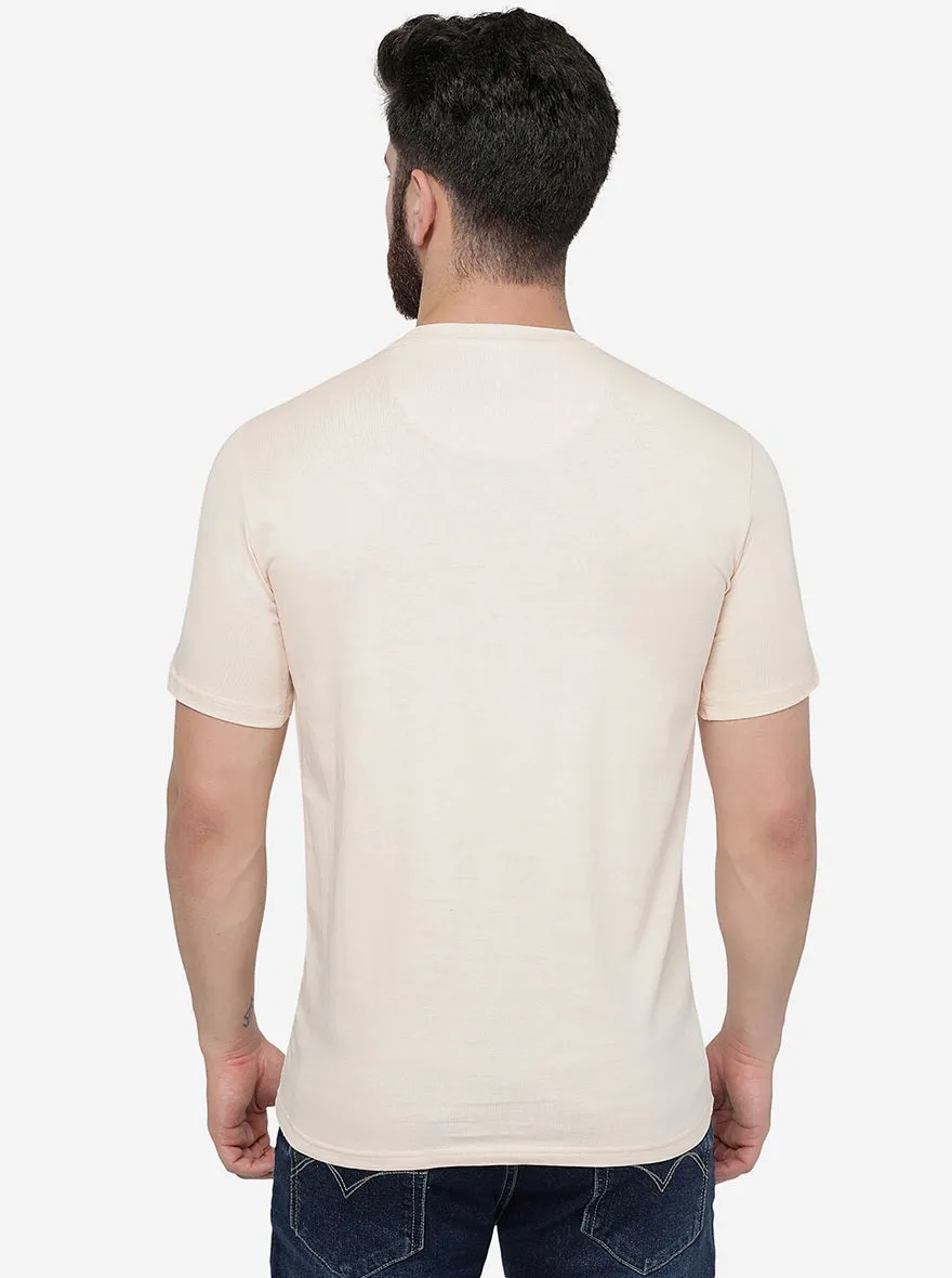 Cream  Solid Slim Fit T-Shirt | JadeBlue