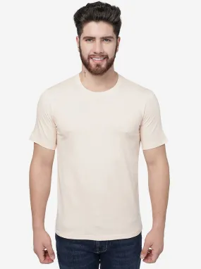 Cream  Solid Slim Fit T-Shirt | JadeBlue
