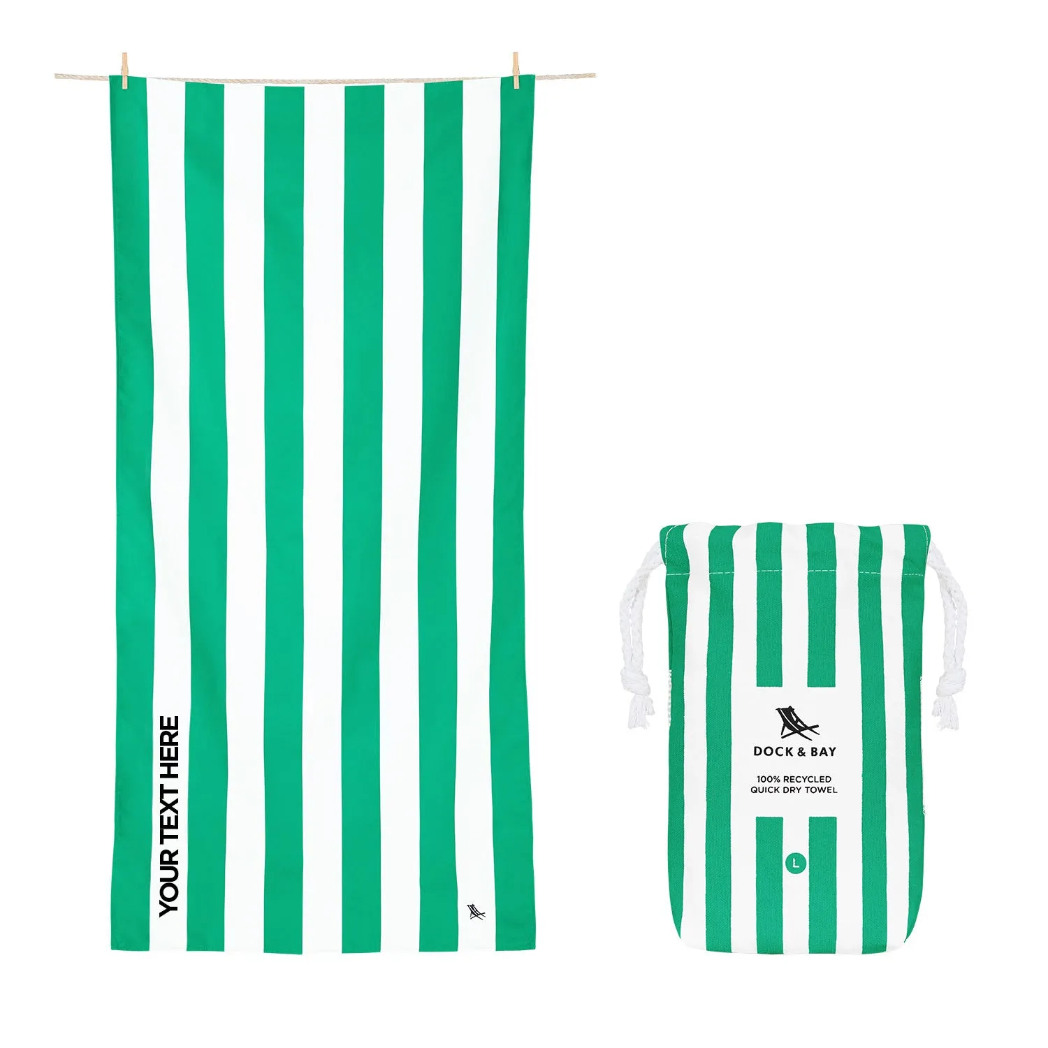 Dock & Bay Quick Dry Towels - Cancun Green - Customized Embroidery Personalized for You