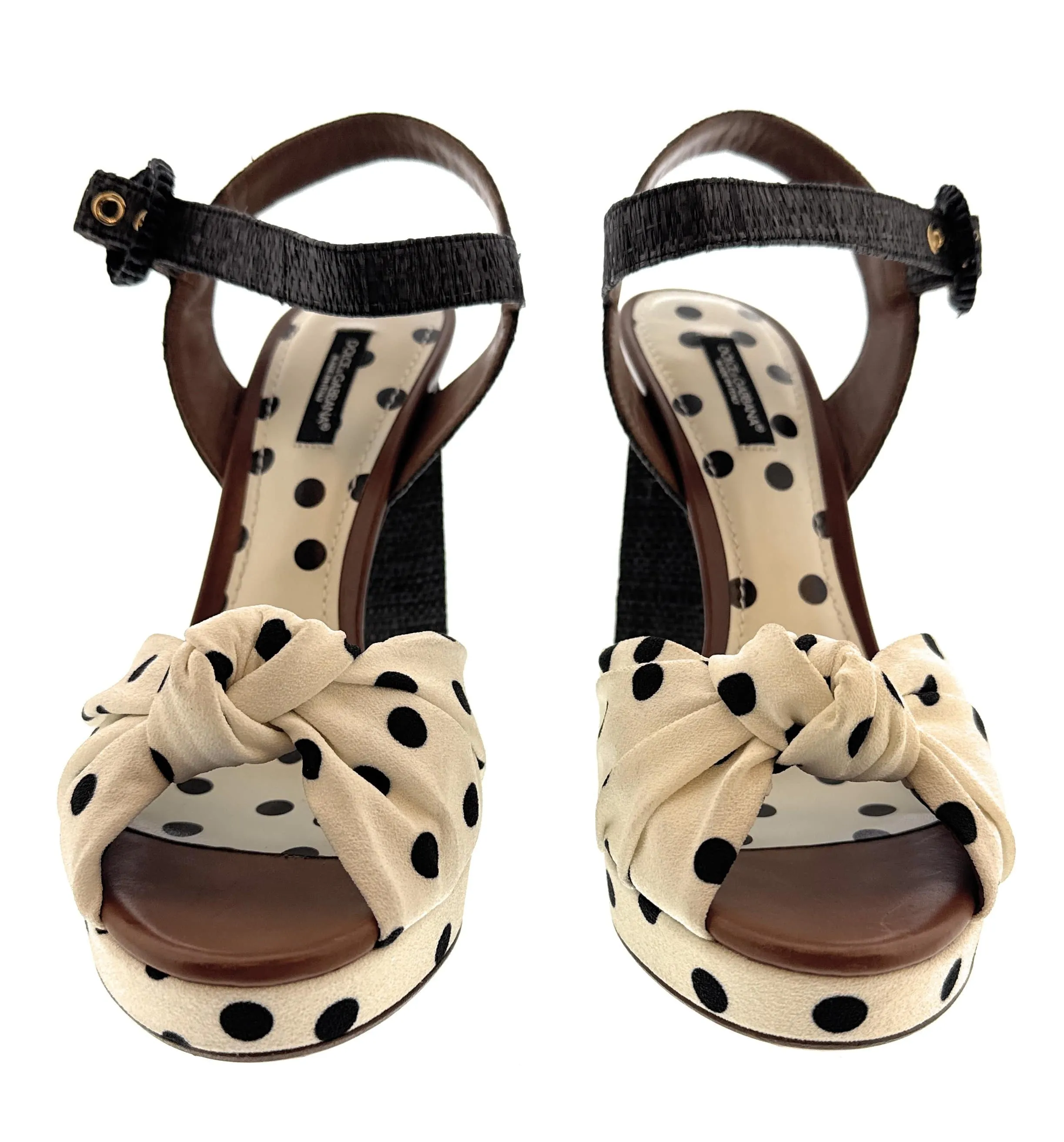 Dolce & Gabbana Women's Polka Dot Platform Block Heel Sandals-EU38.5