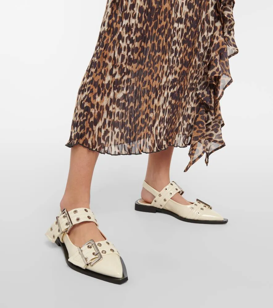 Ganni Faux leather ballet flats