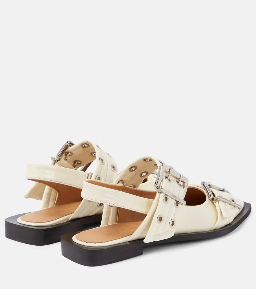 Ganni Faux leather ballet flats