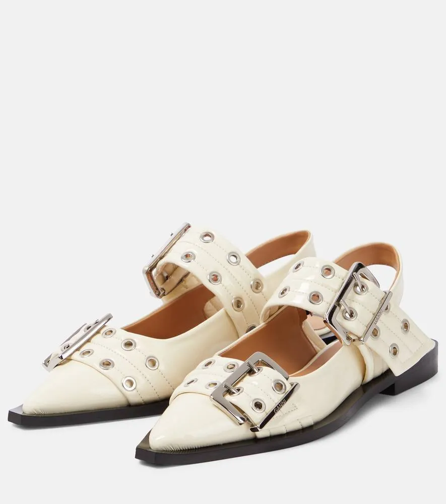 Ganni Faux leather ballet flats