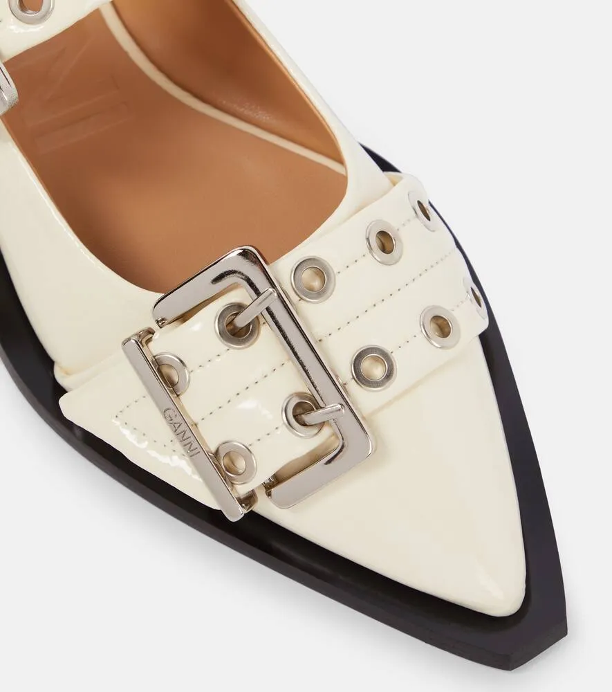 Ganni Faux leather ballet flats
