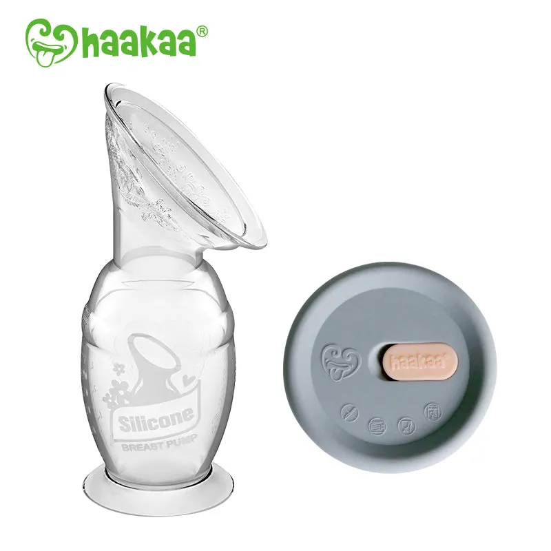 Haakaa Gen 2 Silicone Manual Breast Pump 100ml (With Suction Base)   Cap (Bundle Pack)