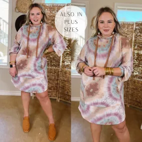 Out After Hours Tie Dye Hoodie Dress in Magenta and Rust