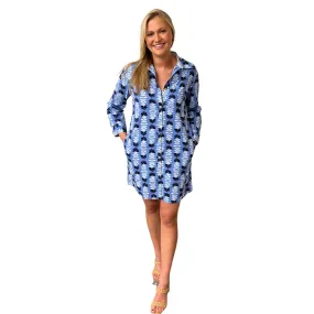The Cullen Button Front Dress in Periwinkle Floral