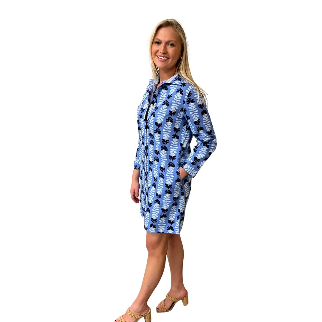 The Cullen Button Front Dress in Periwinkle Floral