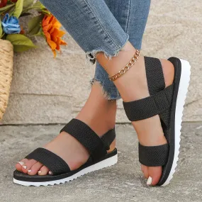 Vera | Women's Black Lace-Up Flat Sandals