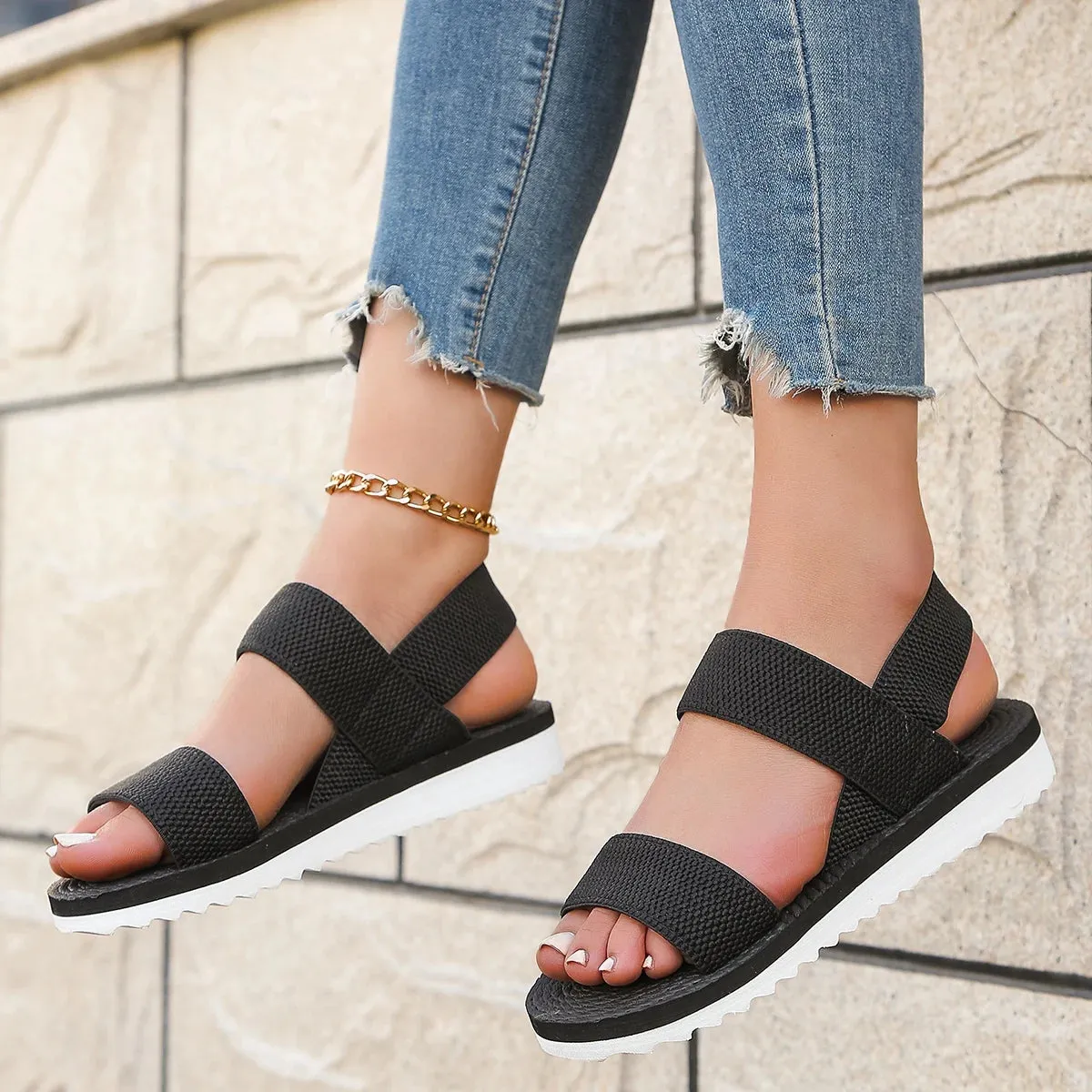 Vera | Women's Black Lace-Up Flat Sandals