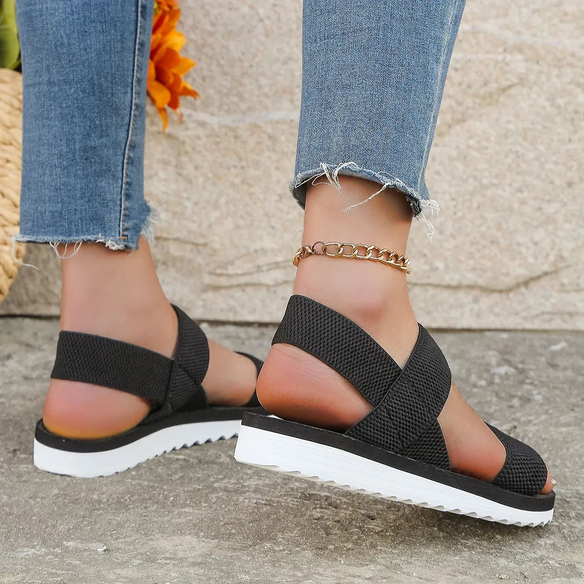 Vera | Women's Black Lace-Up Flat Sandals