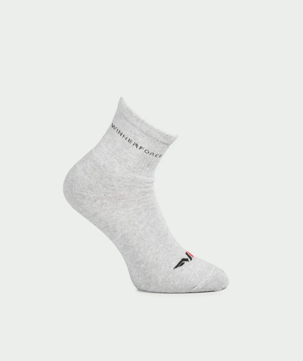 Winnerforce Unisex Crew Cushioned Socks White, Black & Grey -  3 Pairs