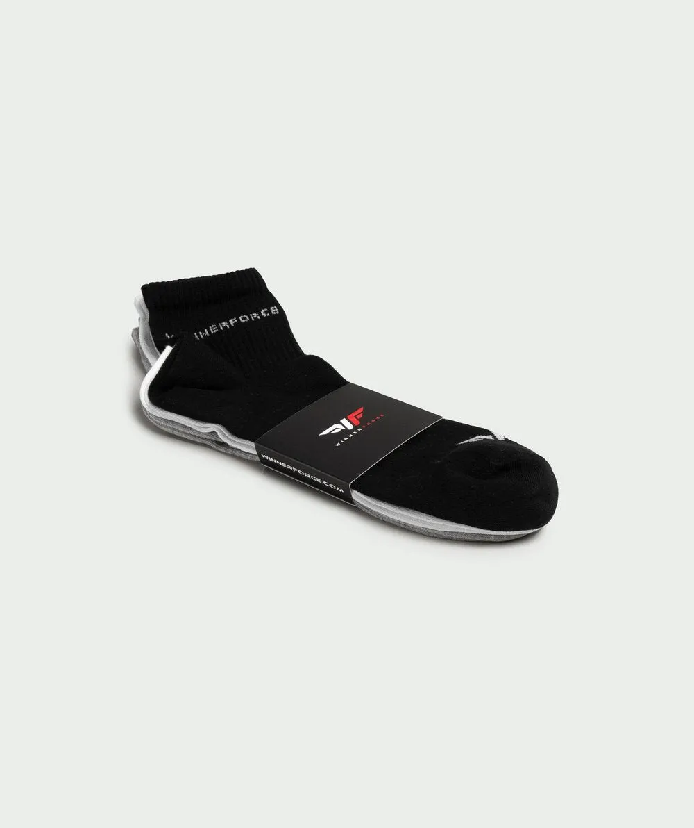 Winnerforce Unisex Crew Cushioned Socks White, Black & Grey -  3 Pairs