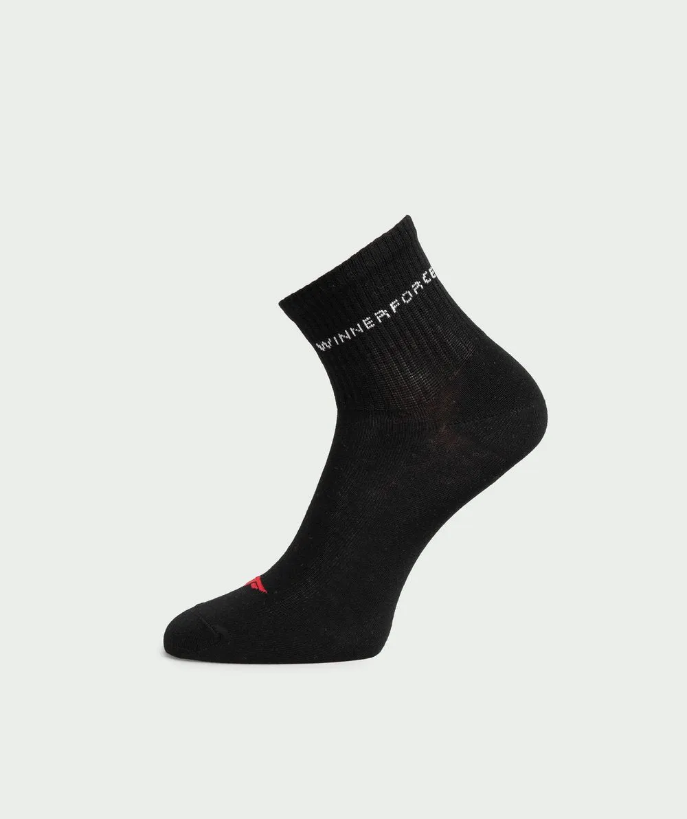 Winnerforce Unisex Crew Cushioned Socks White, Black & Grey -  3 Pairs