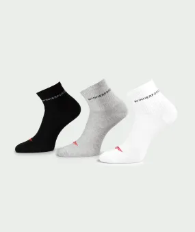 Winnerforce Unisex Crew Cushioned Socks White, Black & Grey -  3 Pairs